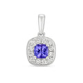 Pendant Tansanit a Diemwnt Aur Gwyn 9ct 0.320+0.160CT