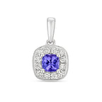 Pendant Tansanit a Diemwnt Aur Gwyn 9ct 0.320+0.160CT