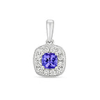 Pendant Tansanit a Diemwnt Aur Gwyn 9ct 0.320+0.160CT