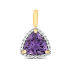 9ct Yellow Gold Amethyst and Diamond Pendant 0.070+0.950CT