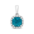 9ct White Gold Blue Topaz and Diamond Pendant 1.210+0.080CT