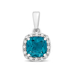 9ct White Gold Blue Topaz and Diamond Pendant 1.210+0.080CT