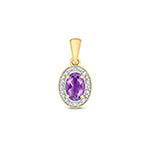 9ct Yellow Gold Amethyst and Diamond Pendant 0.420+0.030CT