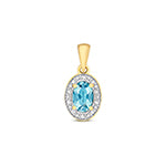 Pendant Topas Glas a Diemwnt Aur Melyn 9ct 0.550+0.030CT