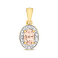 Pendant Morganite a Diemwnt Aur Melyn 9ct 0.440+0.030CT