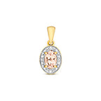 Pendant Morganite a Diemwnt Aur Melyn 9ct 0.440+0.030CT