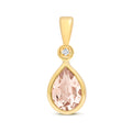 Tlws Diemwnt a Morganit Aur Melyn 9ct 0.520+0.010ct