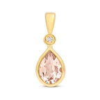 Tlws Diemwnt a Morganit Aur Melyn 9ct 0.520+0.010ct