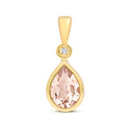 Tlws Diemwnt a Morganit Aur Melyn 9ct 0.520+0.010ct