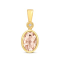 9ct Yellow Gold Morganite and Diamond Pendant 0.650+0.010CT