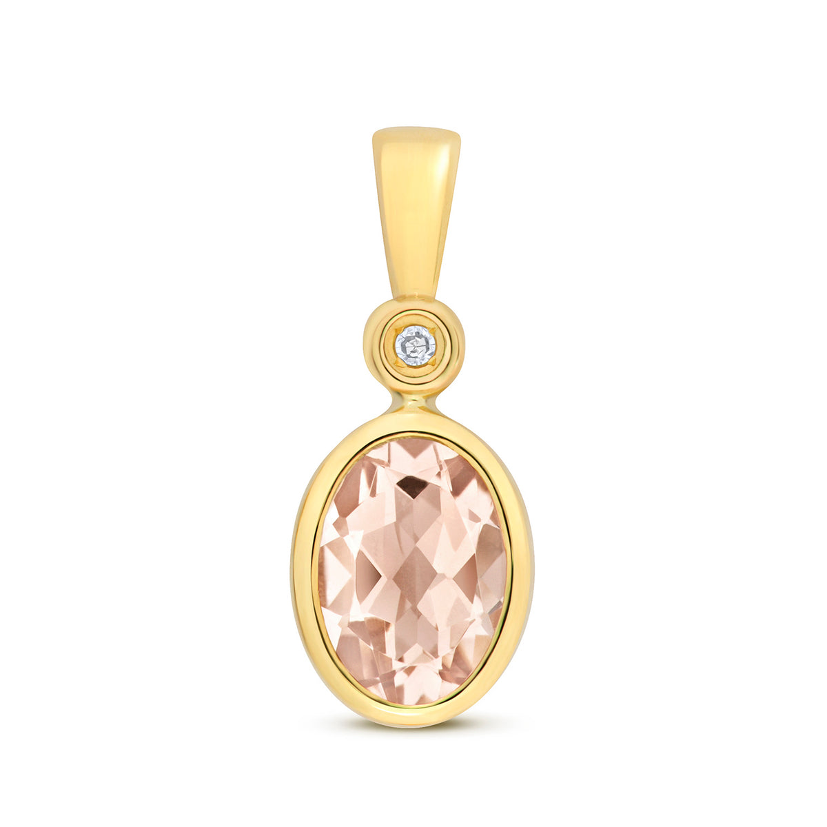 9ct Yellow Gold Morganite and Diamond Pendant 0.650+0.010CT