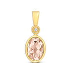 9ct Yellow Gold Morganite and Diamond Pendant 0.650+0.010CT