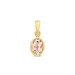 9ct Yellow Gold Morganite and Diamond Pendant 0.650+0.010CT