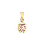 9ct Yellow Gold Morganite and Diamond Pendant 0.650+0.010CT