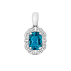 9ct White Gold Blue Topaz and Diamond Pendant 1.080+0.060CT