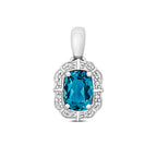 9ct White Gold Blue Topaz and Diamond Pendant 1.080+0.060CT