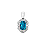 9ct White Gold Blue Topaz and Diamond Pendant 1.080+0.060CT