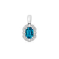 9ct White Gold Blue Topaz and Diamond Pendant 1.080+0.060CT
