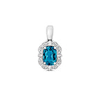 9ct White Gold Blue Topaz and Diamond Pendant 1.080+0.060CT