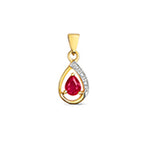 9ct Yellow Gold Ruby and Diamond Pendant 0.080+0.010CT