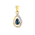 Tlws Saffir a Diemwnt Aur Melyn 9ct 0.080+0.010CT