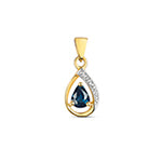 Tlws Saffir a Diemwnt Aur Melyn 9ct 0.080+0.010CT