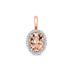 Pendant Morganite a Diemwnt Aur Rhosyn 9ct 1.150+0.080CT