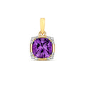 9ct Yellow Gold Amethyst and Diamond Pendant 0.04CT