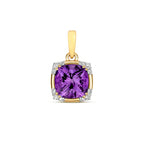 9ct Yellow Gold Amethyst and Diamond Pendant 0.04CT