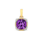 9ct Yellow Gold Amethyst and Diamond Pendant 0.04CT