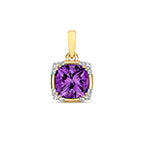 9ct Yellow Gold Amethyst and Diamond Pendant 0.04CT