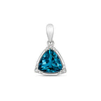 Pendant Topaz Glas a Diemwnt 0.03CT Aur Gwyn 9ct