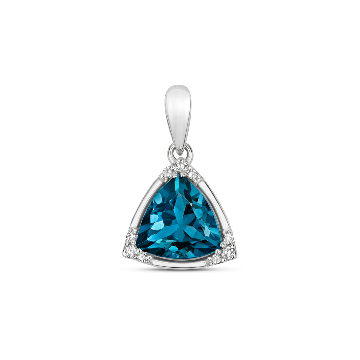 Pendant Topaz Glas a Diemwnt 0.03CT Aur Gwyn 9ct