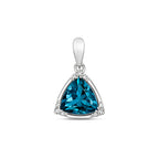Pendant Topaz Glas a Diemwnt 0.03CT Aur Gwyn 9ct