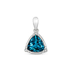 Pendant Topaz Glas a Diemwnt 0.03CT Aur Gwyn 9ct