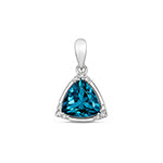 Pendant Topaz Glas a Diemwnt 0.03CT Aur Gwyn 9ct
