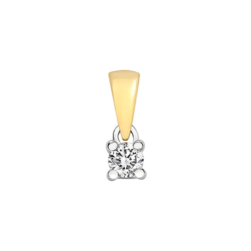 9ct Yellow Gold Diamond Pendant 0.1CT