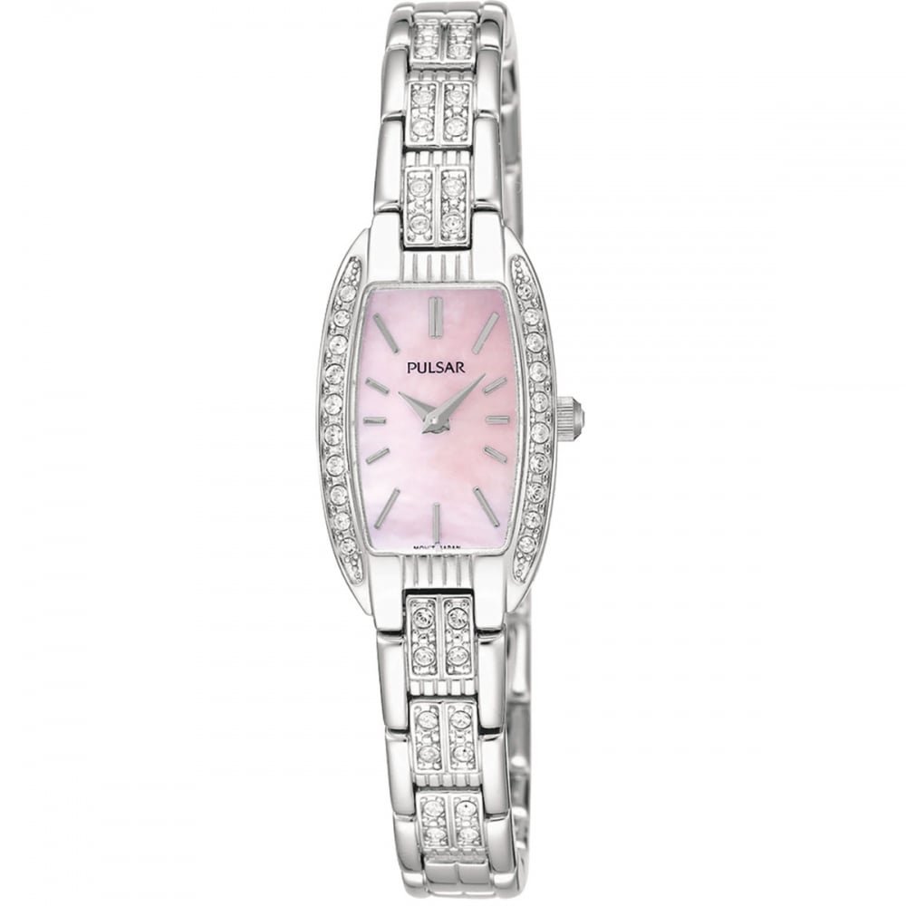 Pulsar Ladies Watch with Pink Mother Of Pearl Dial and Stainless Steel Strap PEGG75X1
