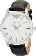 Police Mens Watch with White Dial and Black Leather Strap PEWJA2227409