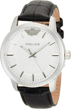 Police Mens Watch with White Dial and Black Leather Strap PEWJA2227409