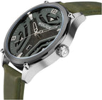 Police Mens Watch with Grey Dial and Green Leather Strap PEWJB2203042