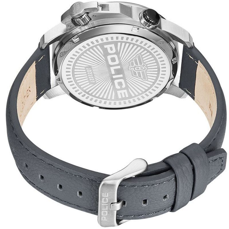 Police Mens Watch with Black Dial and Grey Leather Strap PEWJD2202702