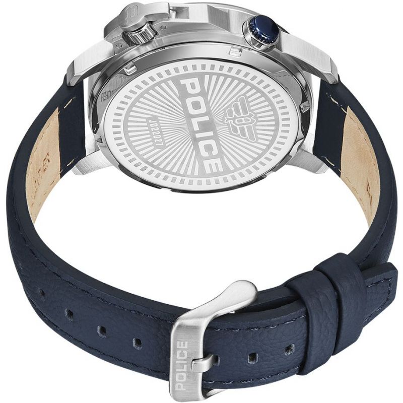 Police Mens Watch with Blue Dial and Blue Leather Strap PEWJD2202703