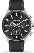 Police Mens Chronograph Watch with Black Dial and Black Leather Strap PEWJF2195141