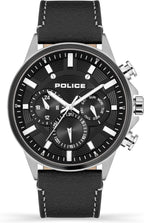 Police Mens Chronograph Watch with Black Dial and Black Leather Strap PEWJF2195141