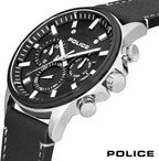 Police Mens Chronograph Watch with Black Dial and Black Leather Strap PEWJF2195141