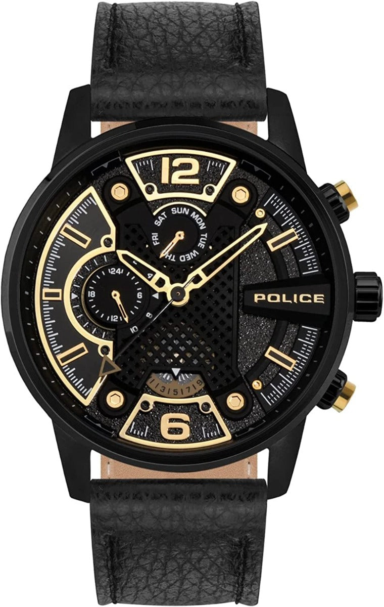 Police Mens Watch with Black Dial and Black Strap PEWJF2203301