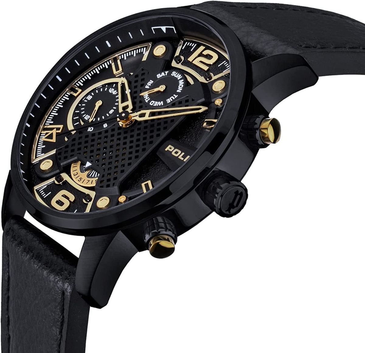 Police Mens Watch with Black Dial and Black Strap PEWJF2203301