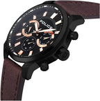 Police Men's Watch with Black Dial and Brown Leather Strap PEWJF2204204
