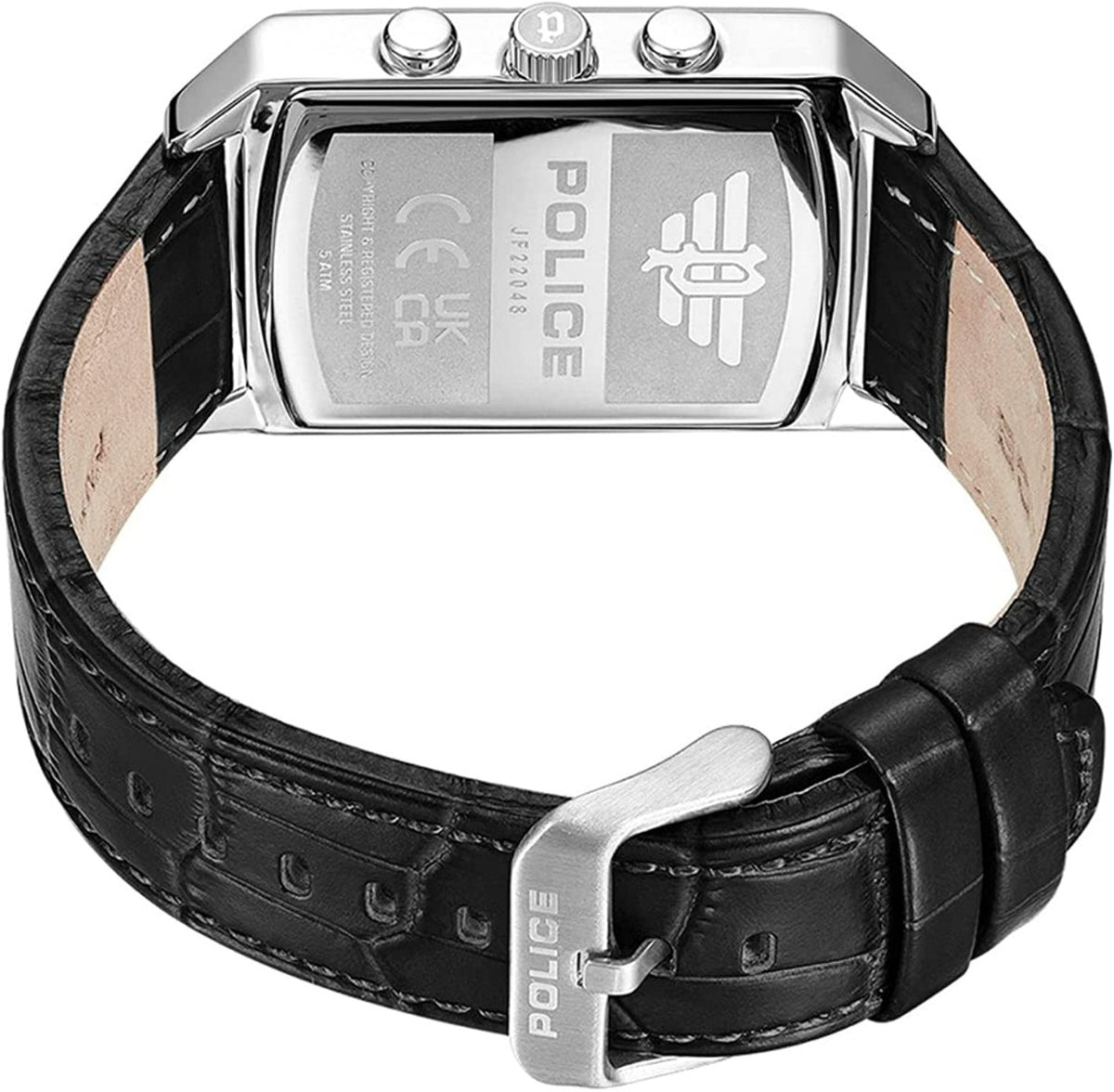 Police Mens Watch with Black Dial and Black Leather Strap PEWJF2204801